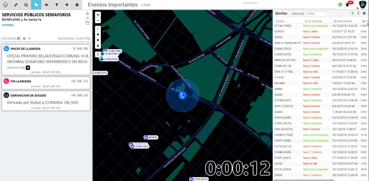 En el área de despacho los usuarios cuentan con una pantalla en la visualizan todos aquellos eventos considerados como relevantes, por ejemplo: secuestros, violencia de género, incendios y accidentes de tránsito. Este tipo de eventos ni bien son atendidos y tipificados como relevantes, son visualizados en tiempo real por los despachadores y supervisores del centro de Atención de Emergencia.